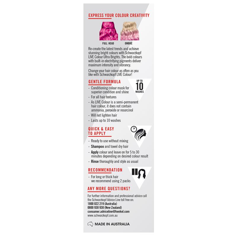 Schwarzkopf Live Colour Ultra Brights Shocking Pink 75ml - Image 2