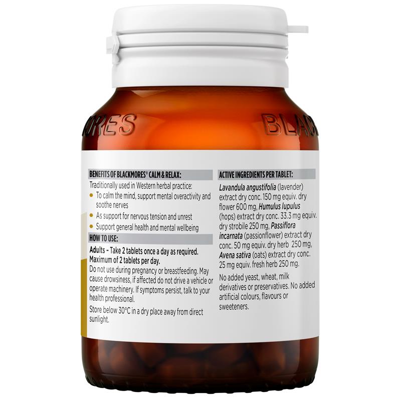 Blackmores Calm & Relax 60 Tablets - Image 2