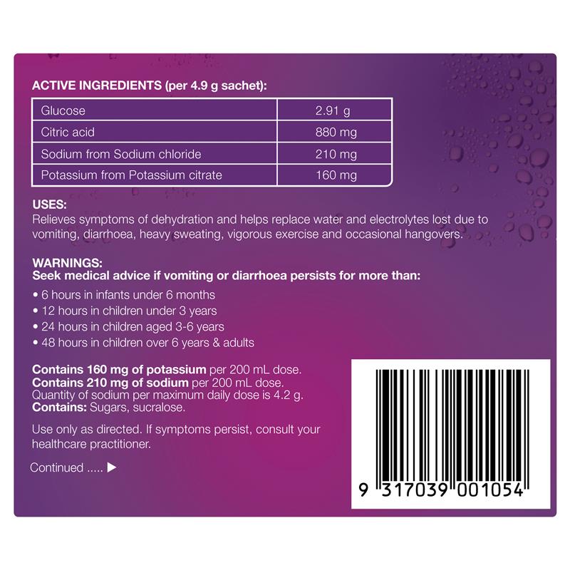 Hydralyte Electrolyte Powder Apple Blackcurrant 4.9g x 10 Sachets - Image 2