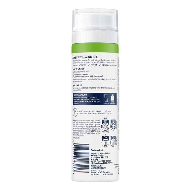 Nivea Men Sensitive Shaving Gel 200ml - Image 2