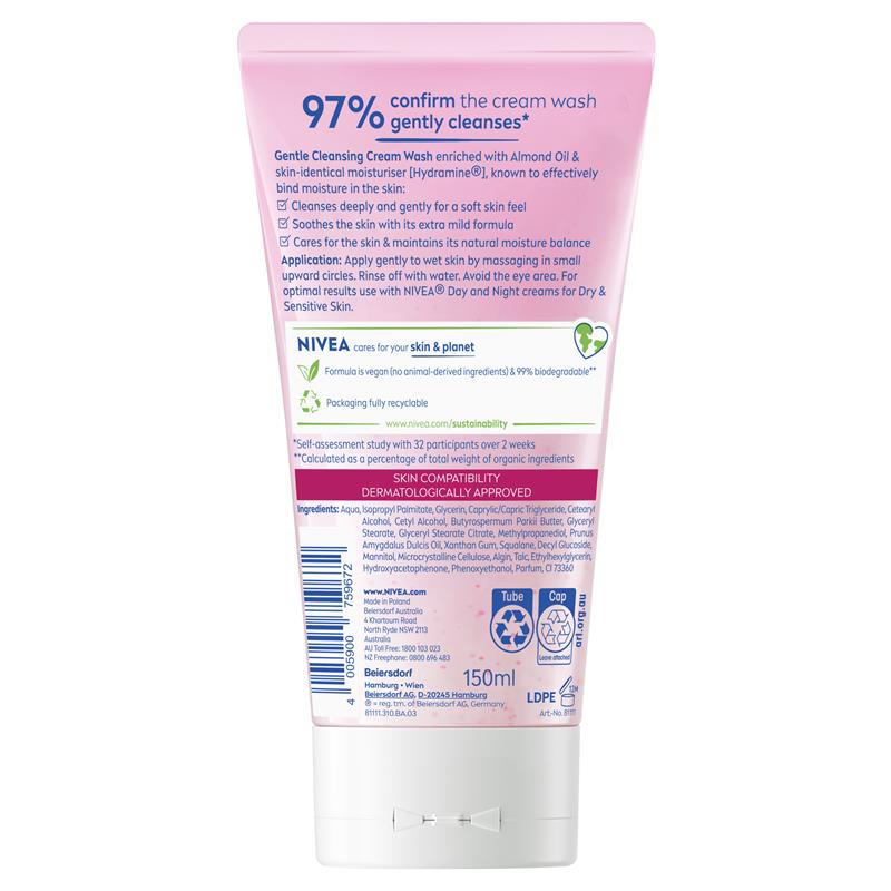Nivea Gentle Cleansing Cream Wash 150ml - Image 2