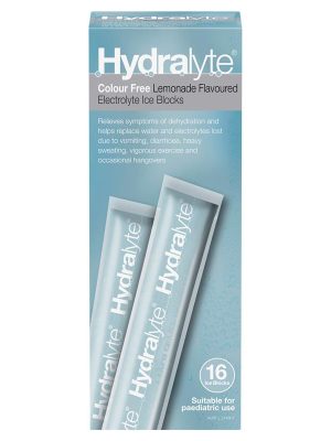 Hydralyte Electrolyte Ice Blocks Colour Free Lemonade 16 Blocks